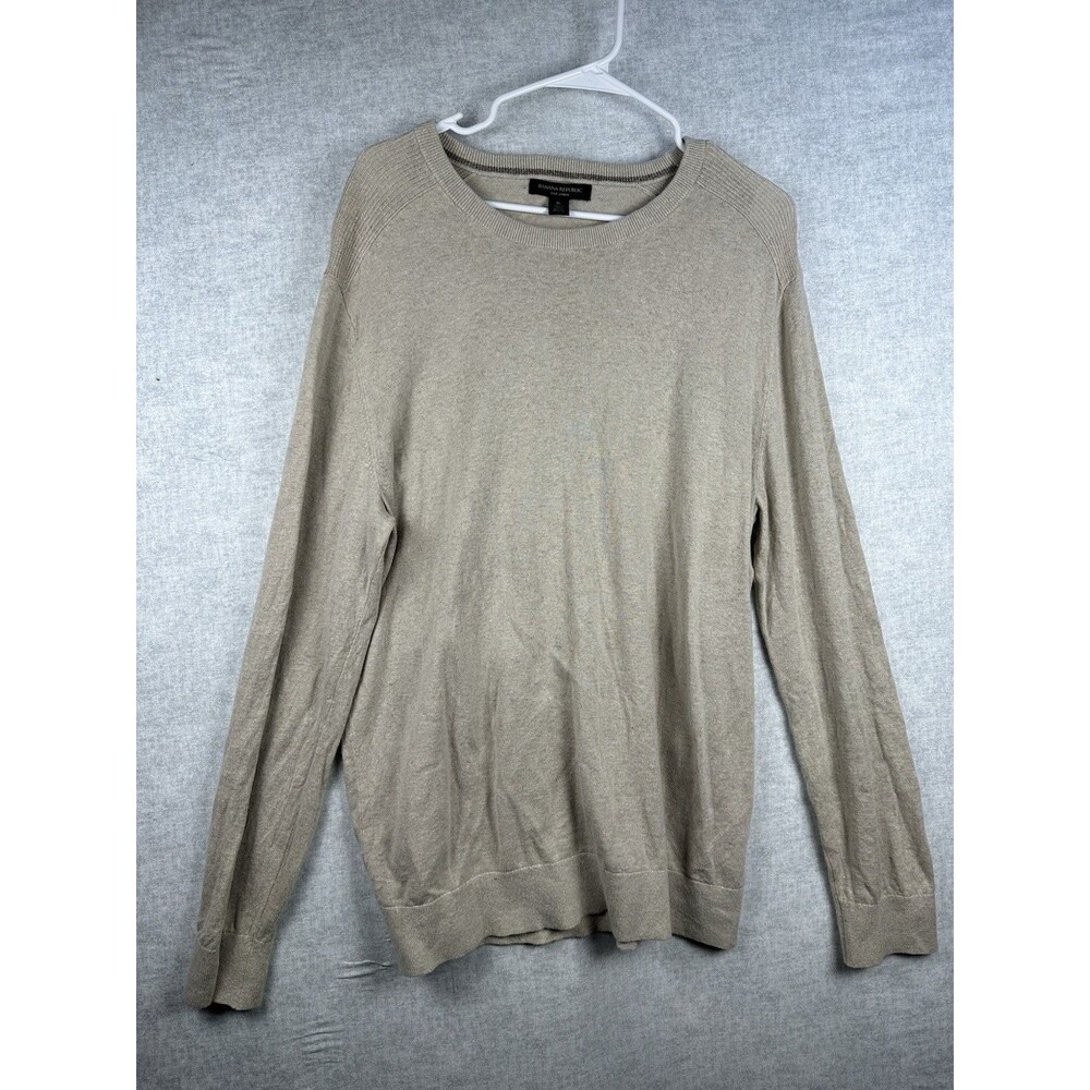 Banana Republic Mens XL Silk Linen Pullover Sweater Knit Crew Neck Oatmeal Dad
